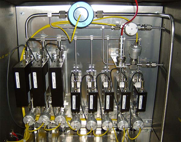 Control of SiCl4- and SiHCl3-vapours. 8 control loops for each precursor.