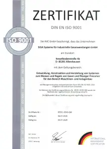 ISO 9001 Zertifikat 2026 SIGA
